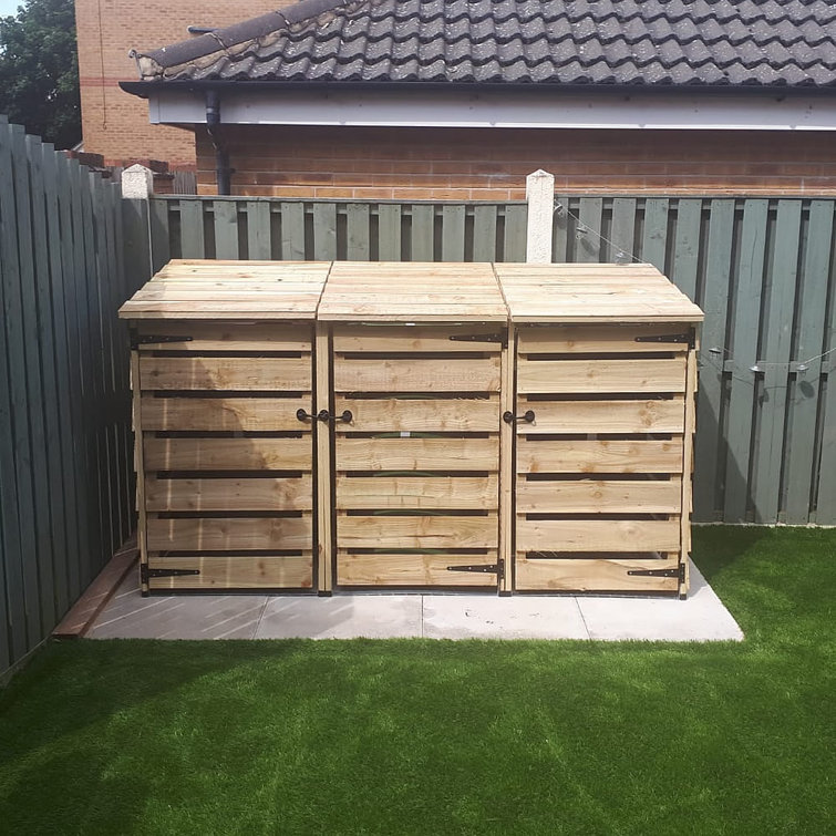 Dakota Fields Kinta Wooden Triple Bin Store Wayfair.co.uk